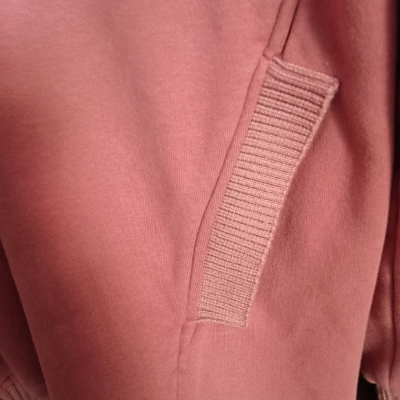 Pink Button Front Ribbed Trim Maternity Hooded Sweatshirt - Picture 8 of 11